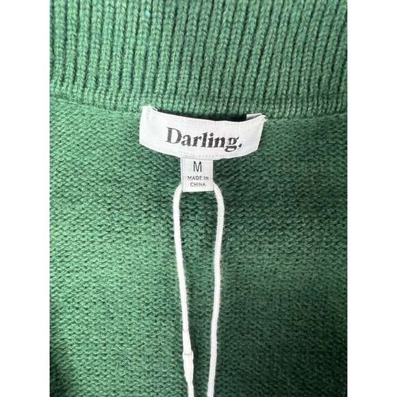 Darling Women Green 3/4 Length Sleeve Collared Knit Sweater Pullover Medium - Picture 4 of 13